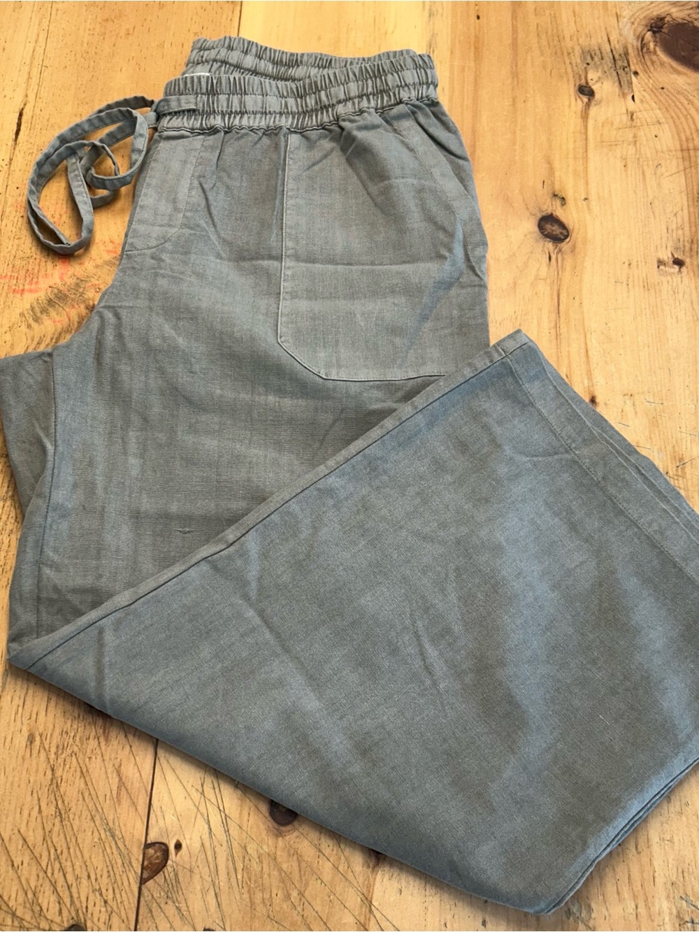 Costa Rica Women’s Size M Gray Hemp Cotton Wide-Leg Cropped Pants Pockets